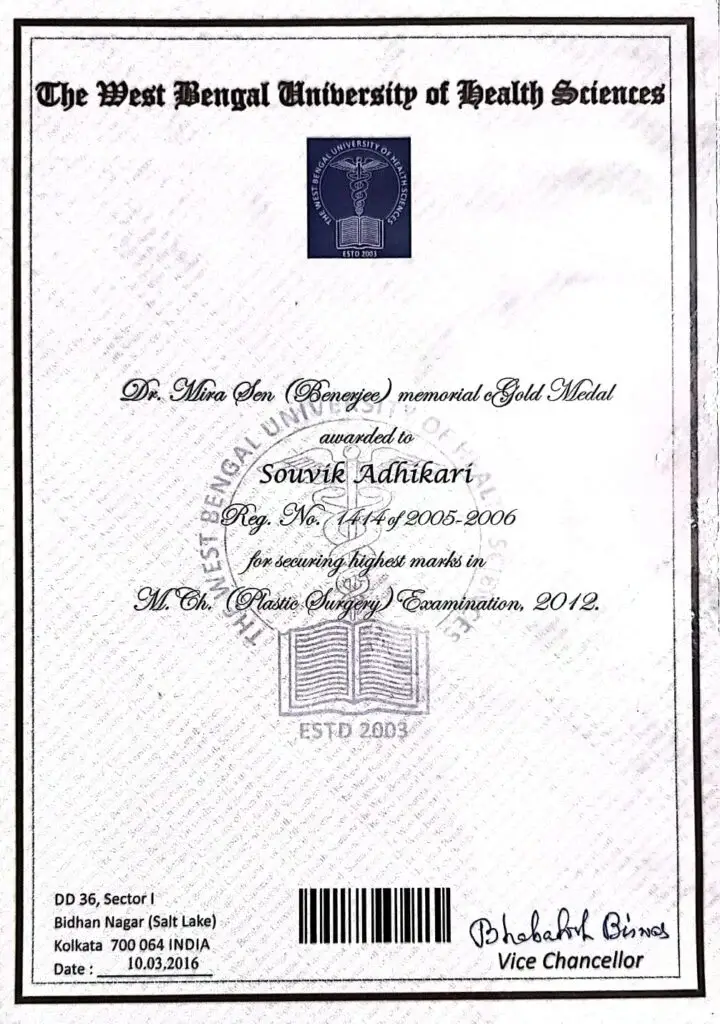 Gold Medal Certificate